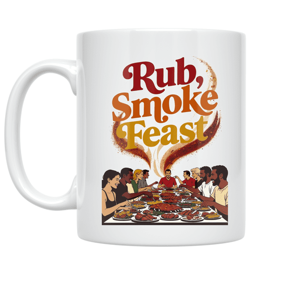 Rub Smoke Feast BBQ Art - BBQ Enthusiast - 11 oz Ceramic Coffee Mug
