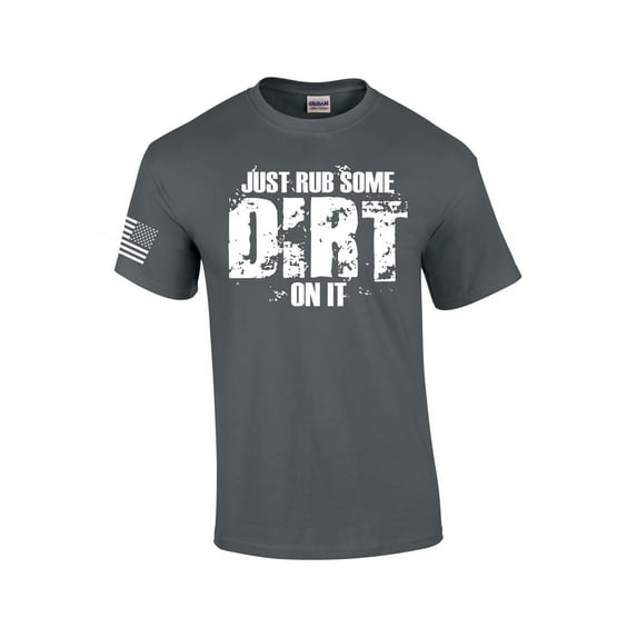 Rub Some Dirt On It Mens Short Sleeve American Flag T-shirt Graphic Tee-Charcoal-5xl