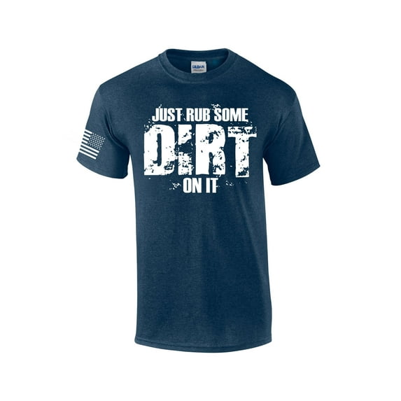 Rub Some Dirt On It Mens Short Sleeve American Flag T-shirt Graphic Tee-Heather Navy-xxxl
