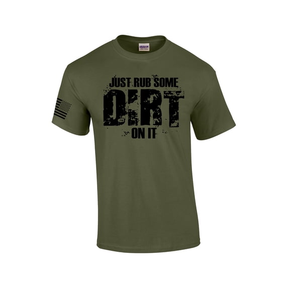 Rub Some Dirt On It Mens Short Sleeve American Flag T-shirt Graphic Tee-Military-xxl