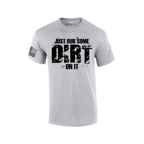 Rub Some Dirt On It Mens Short Sleeve American Flag T-shirt Graphic Tee-Sports Grey-6xl