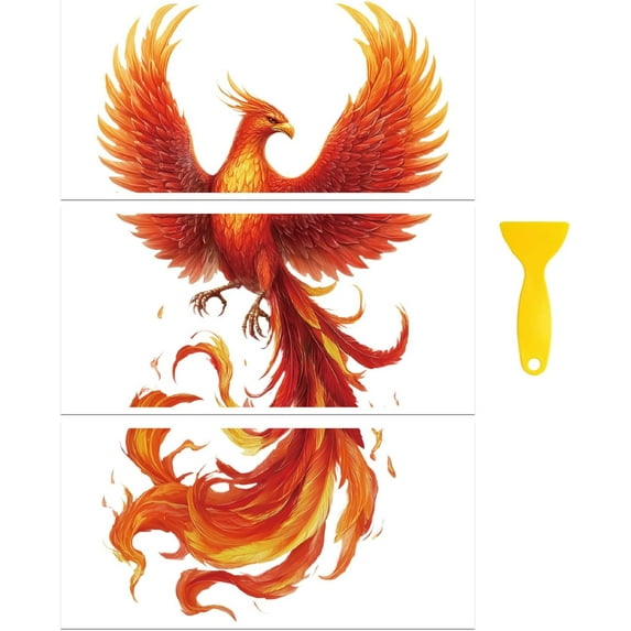 Rub on Transfer Decal Sticker for DIY Furniture Craft Decor 6"x12" Phoenix 3Pcs Waterproof UV DTF Transfer for DIY Drawer Dresser Glass Porcelain Wood Plastic