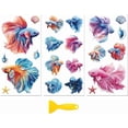 thumbnail image 1 of Rub on Transfer Decal Sticker for Furniture Craft Decor 6"x12" Betta Fish and Shells 3Pcs Waterproof UV DTF Transfer for Drawer Dresser Glass Porcelain Wood Plastic Window, 1 of 8