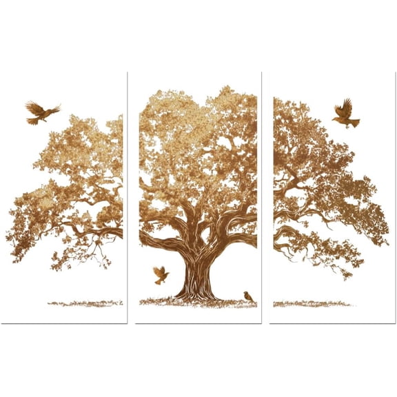 Rub on Transfer Decal Sticker for Furniture Craft Decor 6"x12" Gold Foil Tree with Scraper 3Pcs Waterproof UV DTF Transfer for Drawer Dresser Glass Porcelain Wood Plastic Window