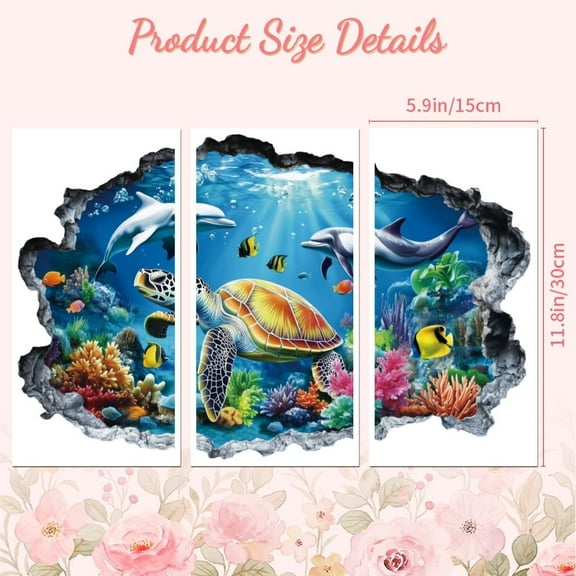 Rub on Transfer Decal Sticker for Furniture Craft Decor 6"x12" Hole in The Ocean 3Pcs Waterproof UV DTF Transfer for Drawer Dresser Glass Porcelain Wood Plastic Window