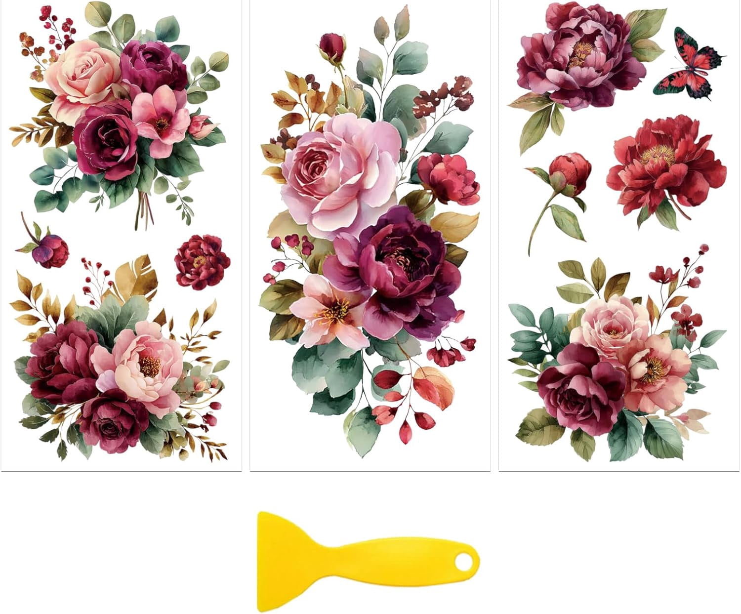 Flower Transfer Stickers Rub on Transfer Decal Sticker for Furniture Craft Decor 6