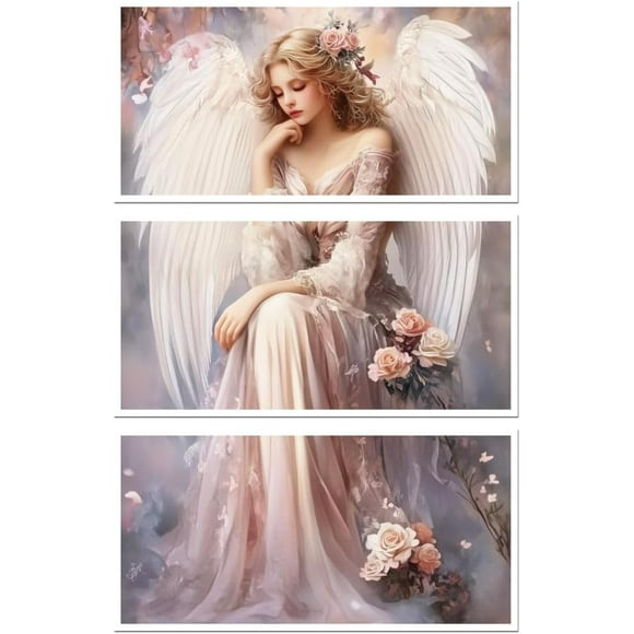 Rub on Transfer Decal Sticker for Furniture Craft Decor 6"x12" Vintage Fairy with Scraper 3Pcs Waterproof UV DTF Transfer for Drawer Dresser Glass Porcelain Wood Plastic Window