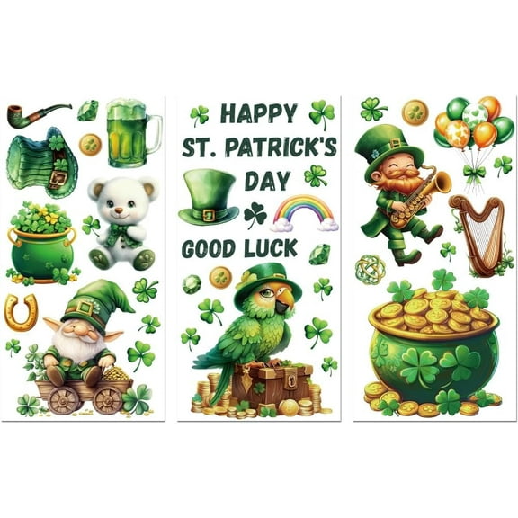 Rub on Transfer Decal Sticker for Furniture Craft Decor 6x12 St.Patrick's Elements 3Pcs Waterproof UV DTF Transfer for Party Drawer Dresser Glass Porcelain Wood Plastic Window Mixed Color