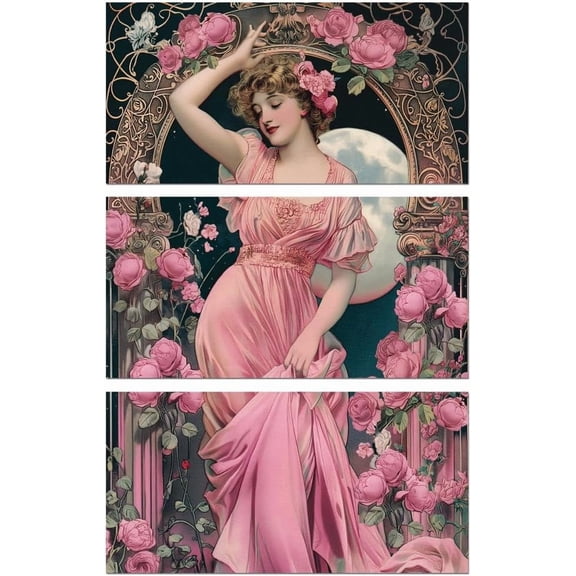 Rub on Transfer Decals for Furniture Crafts 6"x12" 3Pcs Victorian Lady with Flower Waterproof UV Transfer Decals Sticker for Dresser Glass Porcelain Wood