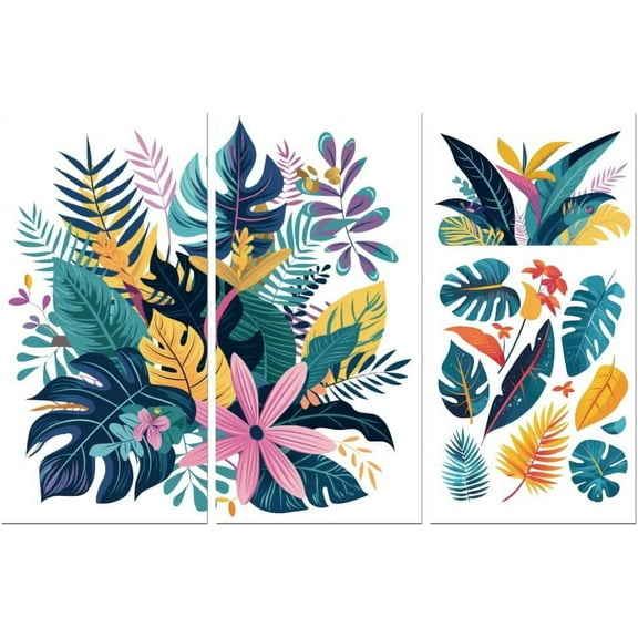 Rub on Transfer Decals for Furniture Crafts 6"x12" 3Pcs Bohemian Leaves Waterproof UV Transfer Decals Sticker for Dresser Glass Porcelain Wood DIY