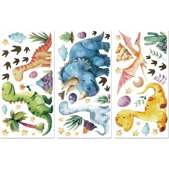 Rub on Transfer Decals for Furniture Crafts Decor 6"x12" 3Pcs Cute Dinosaurs Waterproof UV DTF Transfer Decals Sticker for Rooms Dresser Lingerie Chests Plastic for diy making