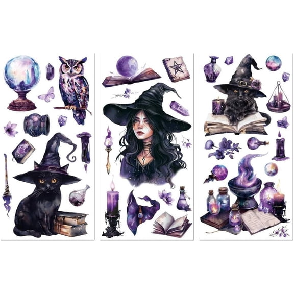 Rub on Transfer Decals for Furniture Crafts Decor 6"x12" 3Pcs Halloween Divination Elements Waterproof UV Transfer Decals Sticker for Dresser Glass Porcelain Wood Plastic
