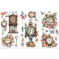 thumbnail image 1 of Rub on Transfer Decals for Furniture Crafts Decor 6"x12" 3Pcs Vintage Retro Clock Waterproof UV Transfer Decals Sticker for Dresser Glass Porcelain Wood Plastic, 1 of 8