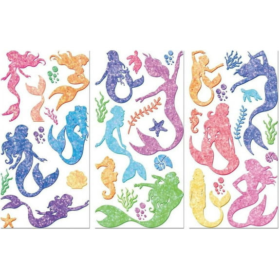Rub on Transfer Decals for Furniture Crafts Letter 6"x12" 3Pcs Mermaid Waterproof UV Transfer Decals Sticker for Dresser Glass Porcelain Paper Wood Cloth Decor(Mermaid)