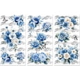 thumbnail image 1 of Rub on Transfer Sticker for Furniture Crafts Decor 6"x12" Blue Flowers and Music Notation 3Pcs Waterproof UV DTF Transfer for Lingerie Chests Drawer Dresser Glass Porcelain Wood Plastic Colorful, 1 of 9