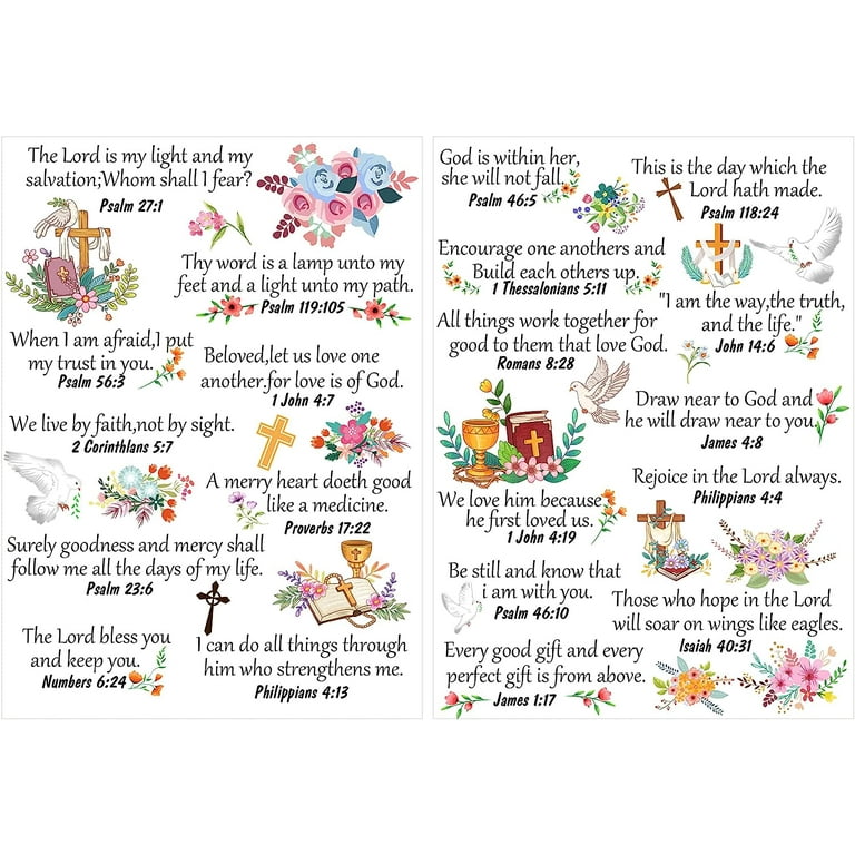 2 Sheets Christian Daily Bible Stickers Religious Inspirational