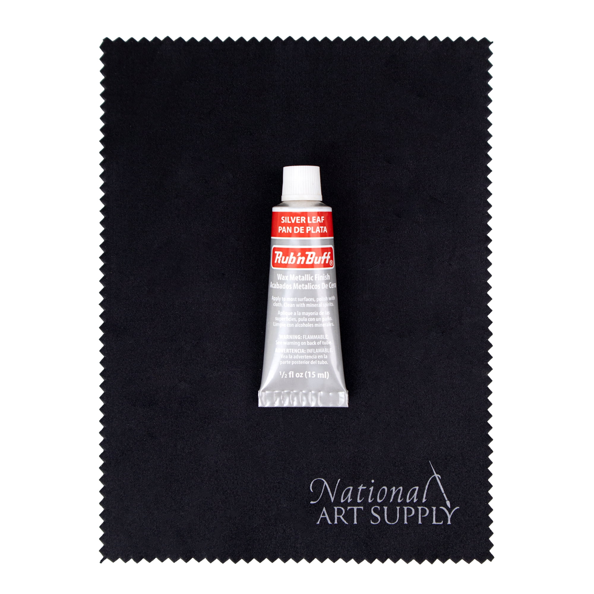 Rub n Buff Metallic Wax Finish with 5"x7" Microfiber Cloth, Silver Leaf