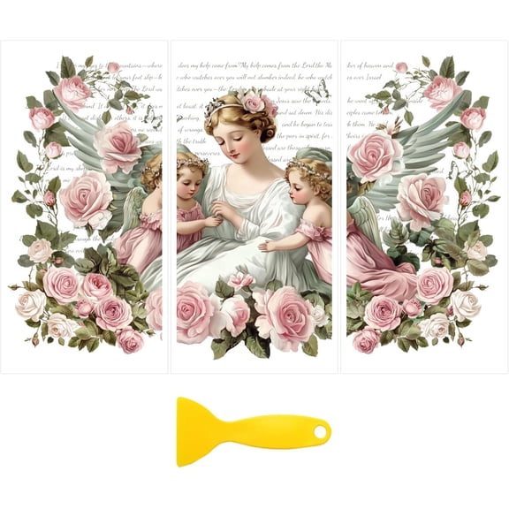 Rub on Transfer Decal Sticker Furniture Craft Decor 6"x12" Retro Aristocrat with Flowers 3Pcs Waterproof UV DTF Transfer