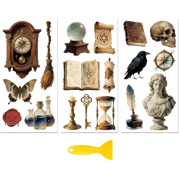Rub on Transfer Decal Sticker Furniture Craft Decor 6"x12" Vintage Magic Academy 3Pcs Waterproof UV DTF Transfer