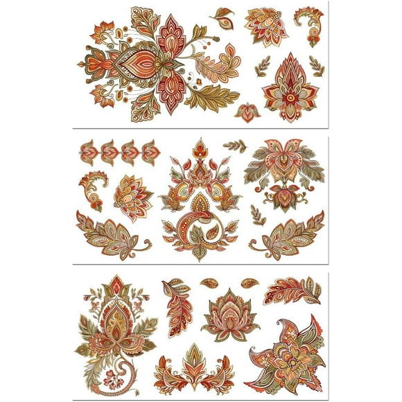 Rub on Transfer Decals for Furniture Crafts 6"x12" 3Pcs Paisley Pattern Waterproof UV Transfer Decals Sticker for Dresser Glass Porcelain Wood DIY