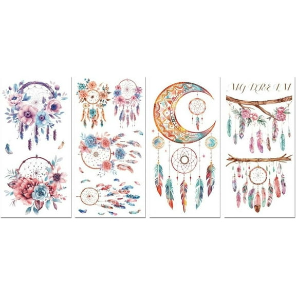 Rub on Transfer Decals for Furniture Crafts 6"x12" 4Pcs Dreamcatcher Waterproof UV Transfer Decals Sticker for Dresser Glass Porcelain Wood