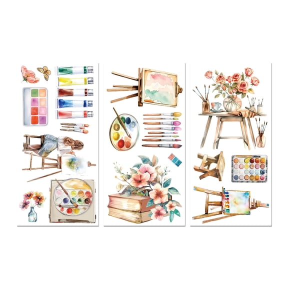 Rub on Transfer Decals for Furniture Crafts Decor 6"x12" 3Pcs Art Supplies Patterns Waterproof UV DTF Transfer Decals Sticker for Dresser Lingerie