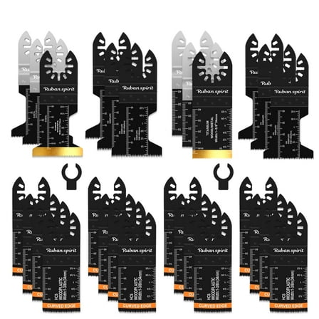 Ruban Spirit 30pcs Oscillating Multi Tool Saw Blades Universal Titanium Bi-Metal Blades for Metal Wood Plastics, Quick Release Blades Fit Dewalt Bosch Worx Milwaukee