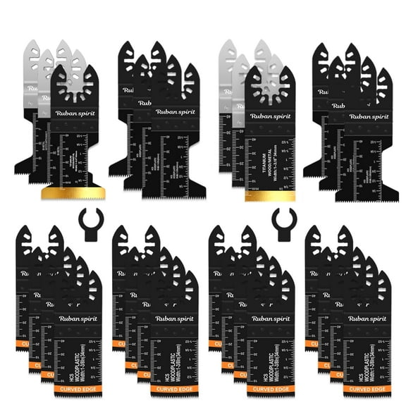 Ruban Spirit 30pcs Oscillating Multi Tool Saw Blades Universal Titanium Bi-Metal Blades for Metal Wood Plastics, Quick Release Blades Fit Dewalt Bosch Worx Milwaukee