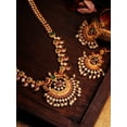 thumbnail image 1 of Rubans 22K Gold-Plated Handcrafted Traditional Temple Jewellery Set with Faux Ruby Accents - Exquisite Necklace and Earring Set for Women, 1 of 2