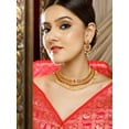 thumbnail image 1 of Rubans Exquisite 24K Gold Plated Necklace Set, Embellished with Radiant Ruby and American Diamond (AD) Studs - A Perfect Blend of Tradition and Style, 1 of 4