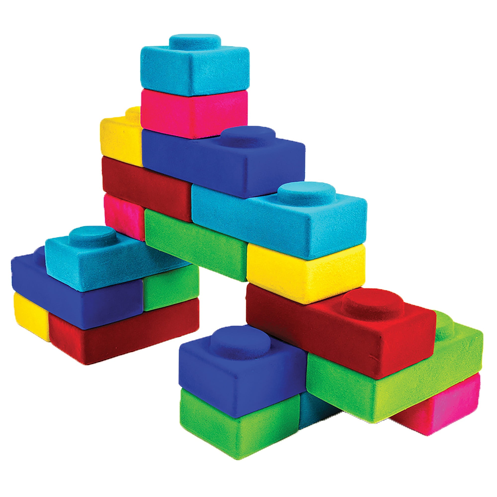 Rubbabu Rubbablox Basix Natural Rubber Foam Blocks for Building Set Safe Soft Squishy Children s Toy with Fuzzy Tactile Surface 12 months up