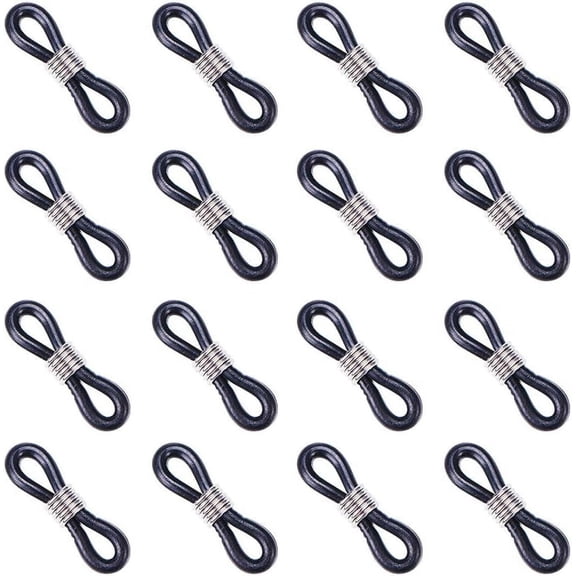 Rubber 200 pc Eyeglass Holders Glasses Rubber Loop Ends with 304 Stainless Steel Findings Platinum 20x5mm