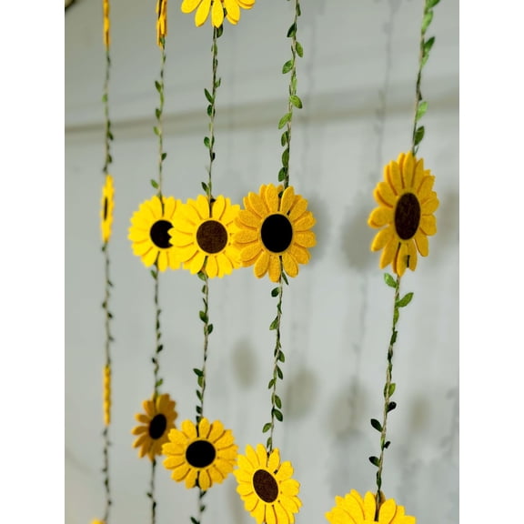 Rubber Aesthetic Room Dcor Items For Bedroom, Wall Hanging, Yellow Color | Home Dcor Items | Artificial Sunflower, Pinterest Inspired Aesthetic Wall Dcor Items - Set Of 3 Vines