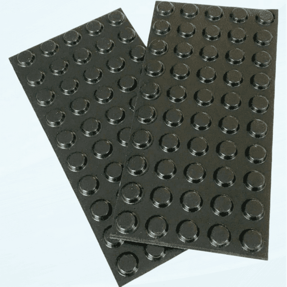 Rubber Anti-Skid, Shock Absorbing, Dent Protection Pads - Black Round Self Stick Pads 0.5" X 0.14" 50 Items per Sheet, 2 Sheets, for Home, Hobby, Craft or Commercial Use