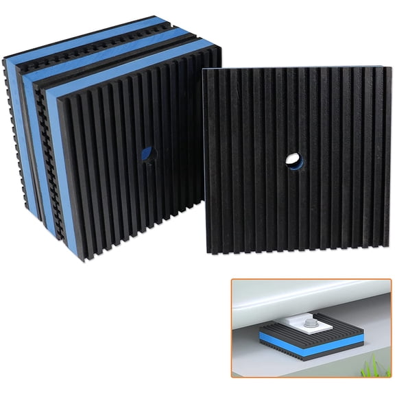 Rubber Anti-Vibration Pad, 4" x 4" x 7/8" Heavy Duty Ribbed Rubber with Blue EVA Center Isolation Pads for HVAC, Air Compressor, Treadmill, Washer and Dryer, Air Conditioner Units, Pack of 4