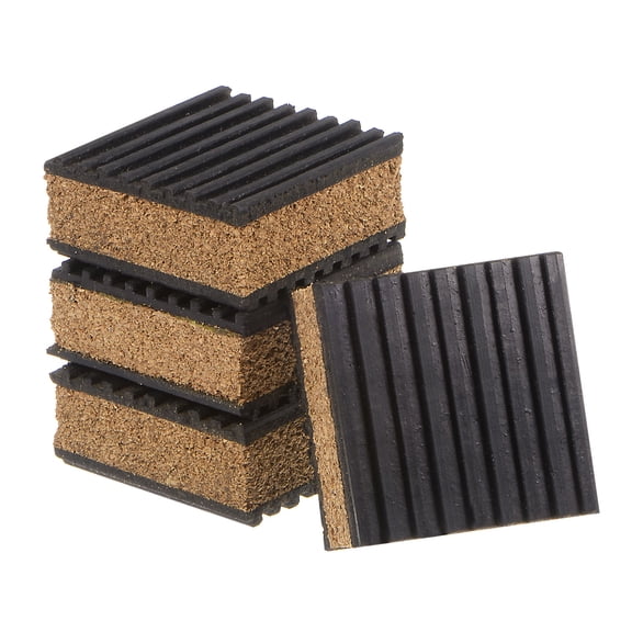 Rubber Anti Vibration Pads 2" x 2" x 7/8" with Cork Center, 4 Pieces