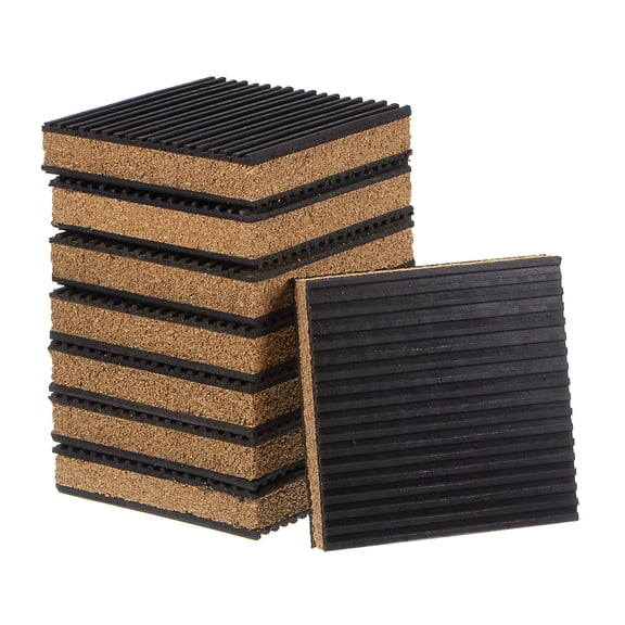 Rubber Anti Vibration Pads 4" x 4" x 7/8" with Cork Center, 8 Pieces