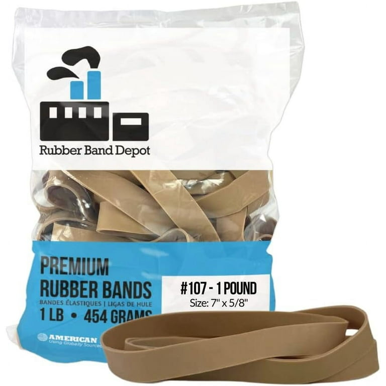 Rubber Band Depot Thick Rubber Bands - 7 x 58, Size 107, Approximately 40 Rubber Bands per Bag, Rubber Band Measurements: 7 x 58