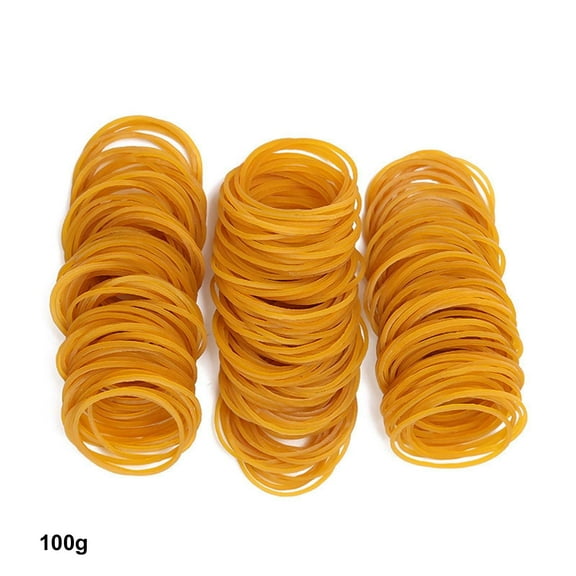 Rubber Bands 4cm Diameter Elastic Bands | Heavy-Duty Stretchy Dark Yellow | Storage Box Included | Office Home Organization | 100g Bulk Pack | Cable Binder Organizer