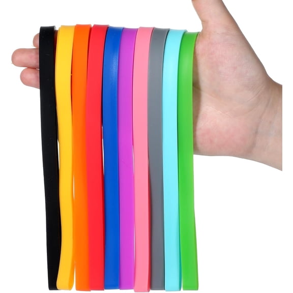 Rubber Bands Silicone, 12 Inch Large Elastic Bands Trash Can Band Colorful Elastic Rubbers Wrapping Band for Notebook Books Cooking Wraps Boxes Office Supplies, 10 PCS