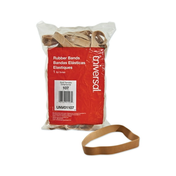 Universal Rubber Bands Size 107 0.06" Gauge Beige 1 lb Box 40/Pack UNV01107