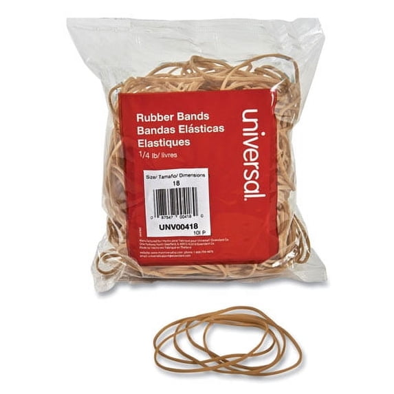 Rubber Bands, Size 18, 0.04" Gauge, Beige, 4 Oz Box, 400/pack | Bundle of 10 Packs