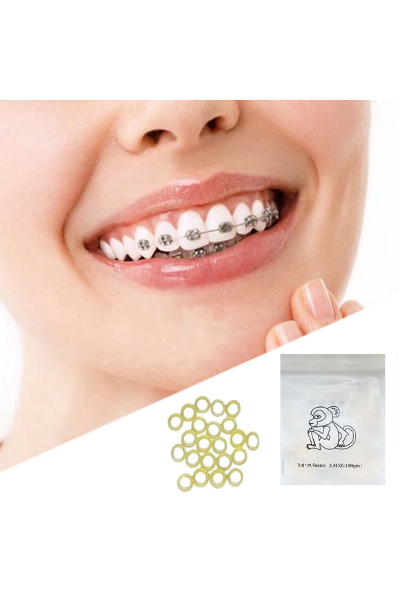 Rubber Bands for Braces 100 Pcs Elastic Bands Teeth Traction Rings Ortho Elastics for Teeth Alignment and Jaw Correction