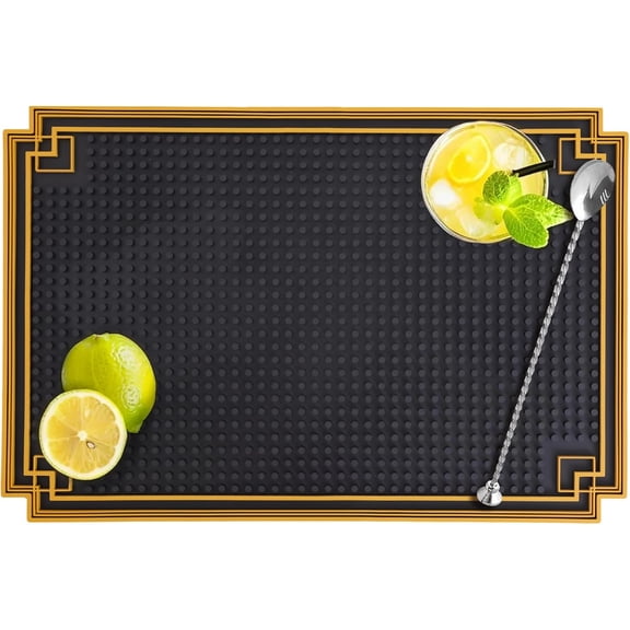Rubber Bar Mat for Countertop - 18x12 Inch Non-Slip Bar Mats for Home Bar & Bartending, Spill-Proof Durable Bar Top Mat, Heavy Duty Kitchen Mat