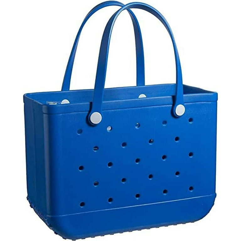 Rubber Beach Bag EVA Perforated Waterproof Sandproof Durable Open Silicone  Tote Bag for Outdoor Beach Pool Sports,Blue