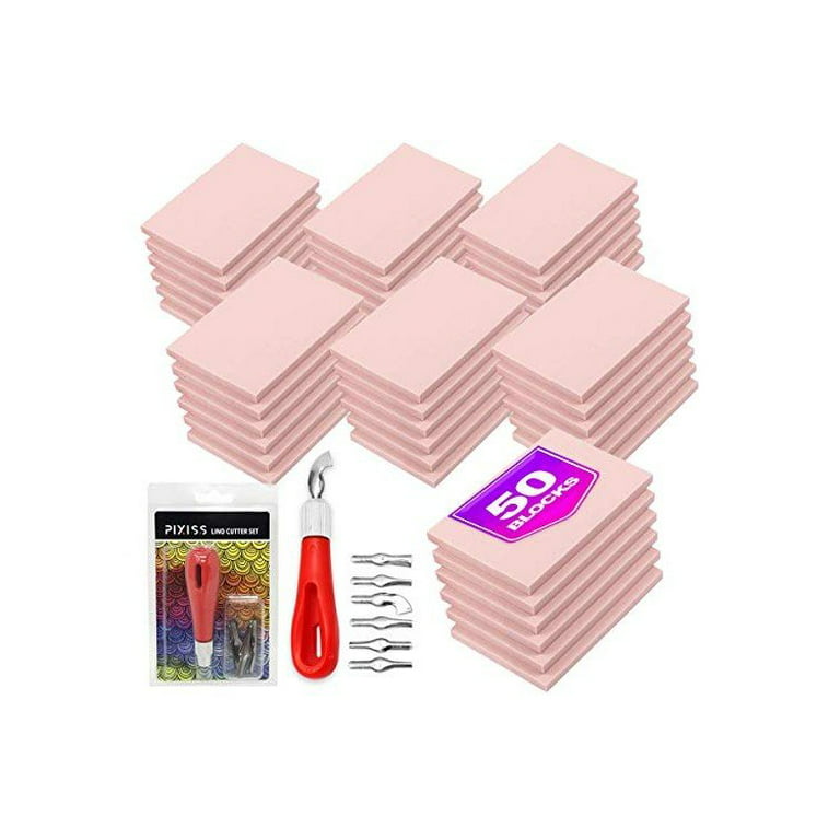 Rubber Stamp Making Kit with Stamp Block, Rubber Brayer Roller,Rubber and Wood Carving Cutting Tool, for Inking Blocks Carving and, Size: 180x110x50mm
