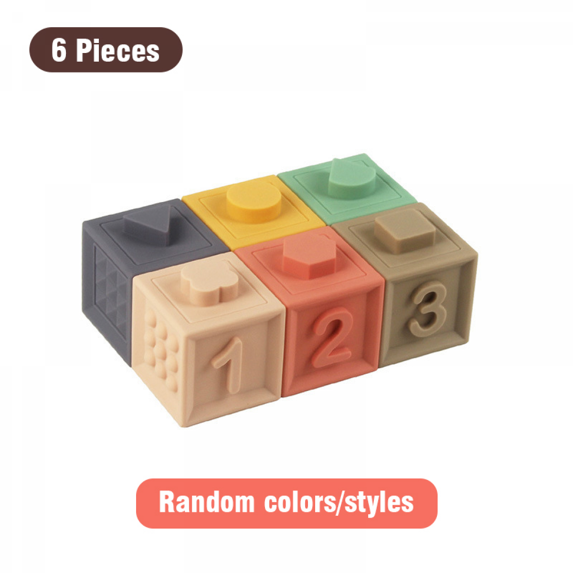 Rubber Blocks for Toddlers 6Pieces Silicone Stacking Blocks with ...