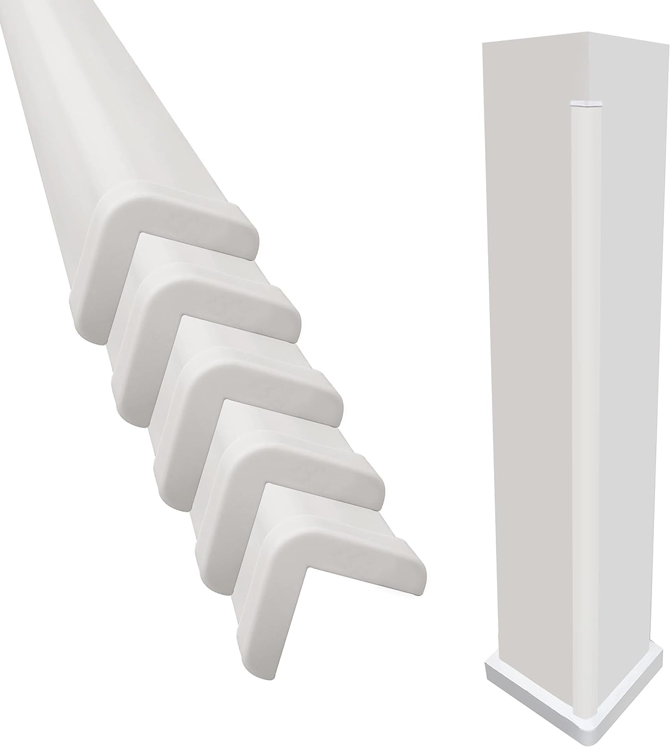 Rubber Bond Wall Corner Guard Edge Protector inch Baby Proofing Corner Guards Self Adhesive Furniture Edge Strips for Home Office 5 Pack White