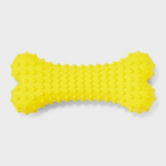 Rubber Bone Dog Toy - Yellow