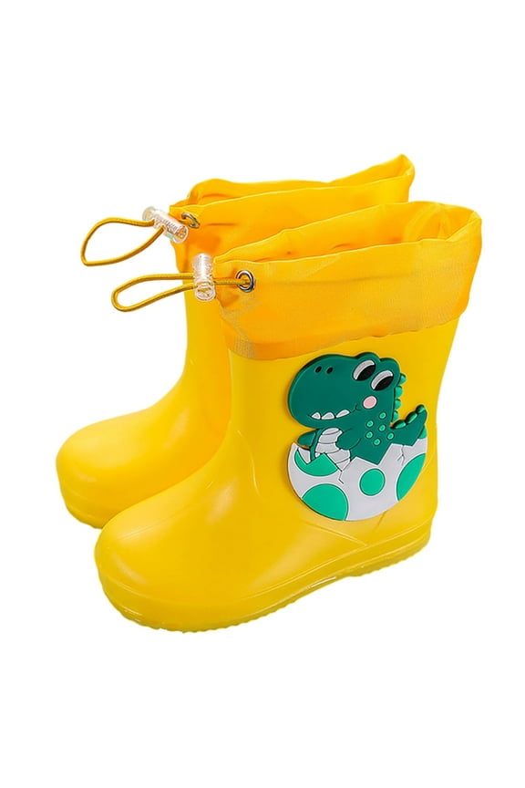 Rubber Boots Kids Children Elastic Lightweight Rain Boots Textured Soles Non Waterproof Puddle Boots Boys Rain Boots Yellow 3.5 Years-4 Years